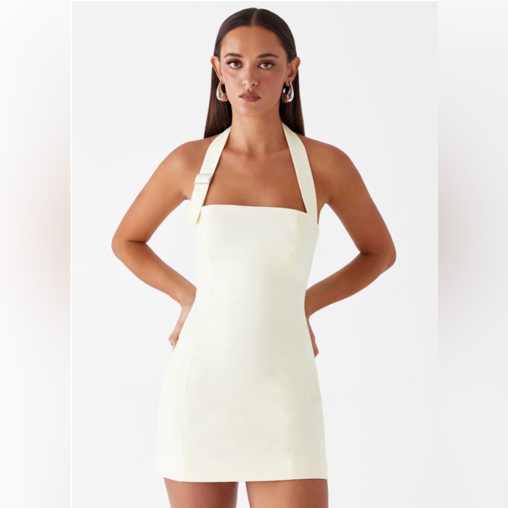 Yellow buckle Halter Dress (New, never worn)